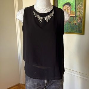 3/$20 Double Layer Chiffon Tank w/ Beaded Collar, Size L